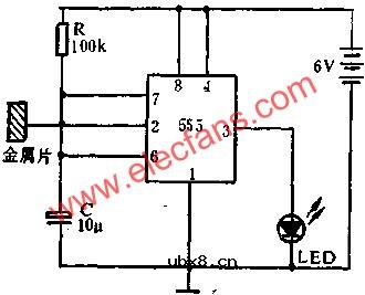 555电路组成自动控制灯电路图