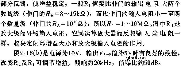 CMOS非门组成线性放大器电路图
