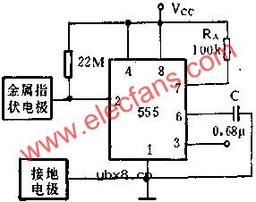 时基集成电路组成接近开关电路图