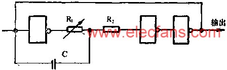 与非门组成自激多谐振荡器电路图（二）