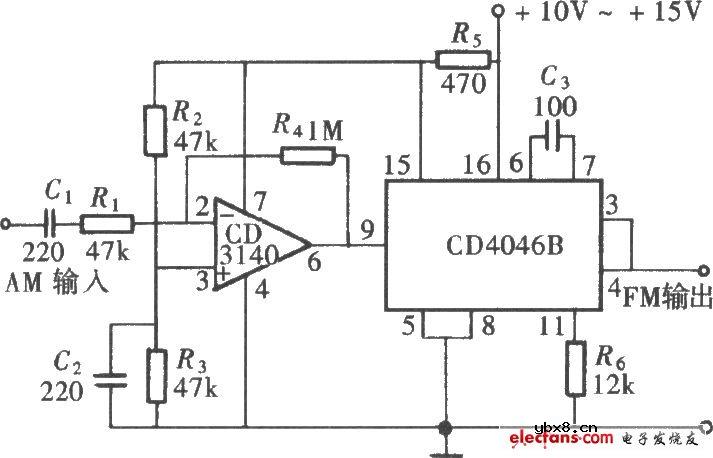 用CD4046组成的调频信号发生器