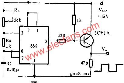 时基集成电路组成驱动高频晶闸管的方波发生器电路图
