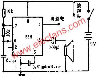 时基集成电路组成击剑游戏电路图
