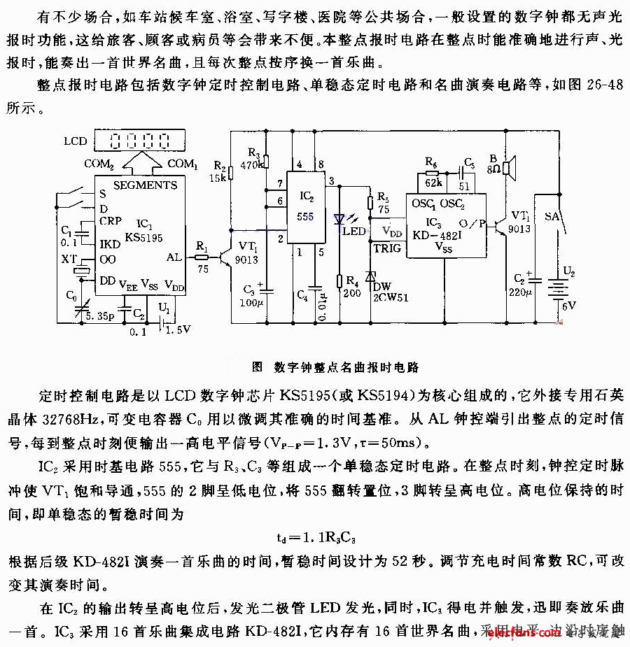 数字钟整点报时电路