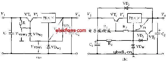 采用78xx扩大输出电压范围的电压稳压器电路