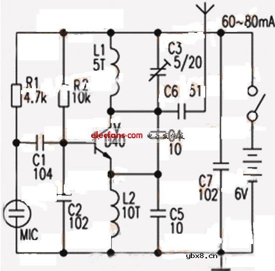 单声道调频发射器电路