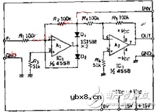 用运放4558实现的理想二极管电路及原理