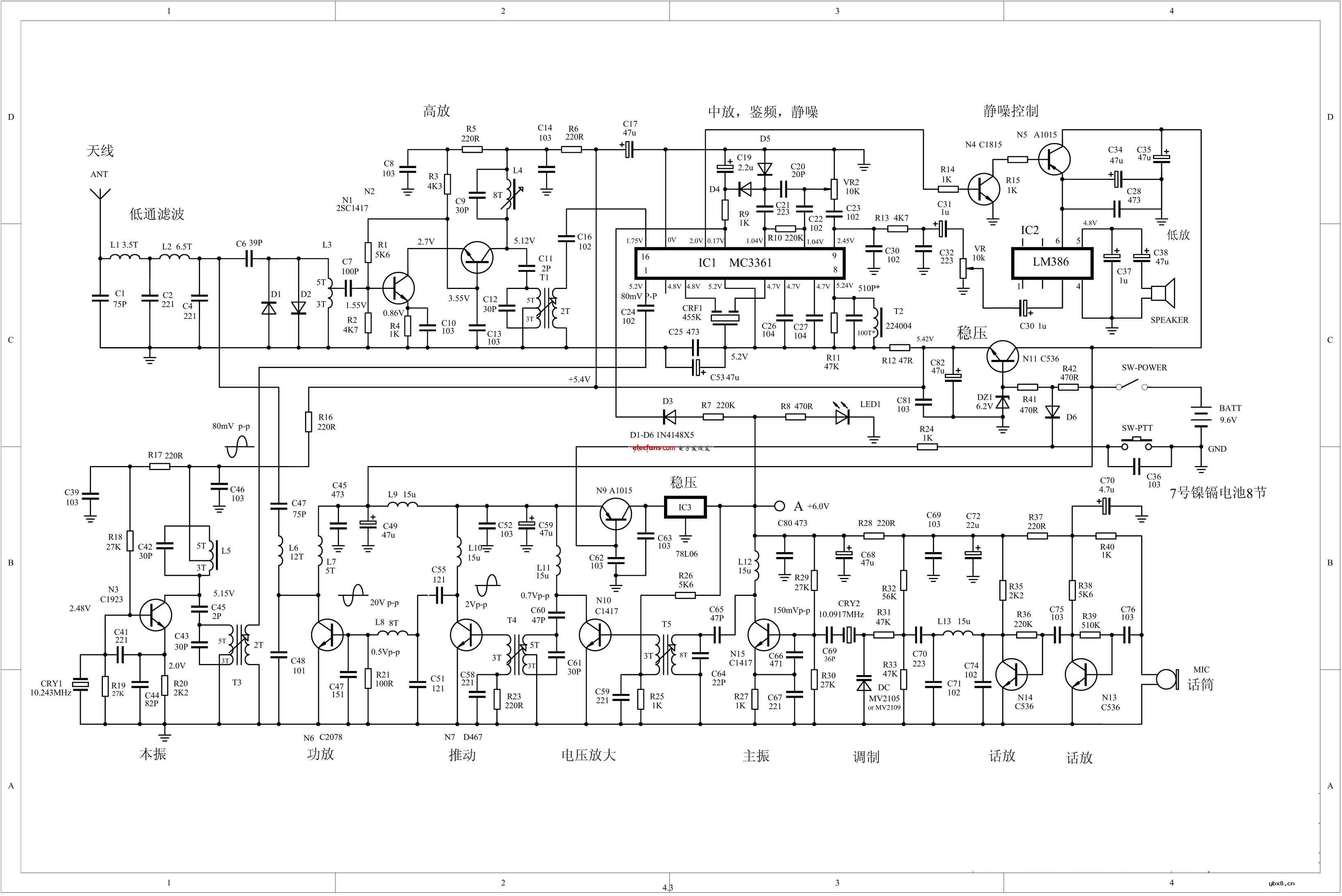 调频无线电对讲机电路
