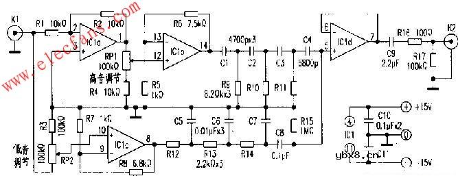 倒相式音调控制电路