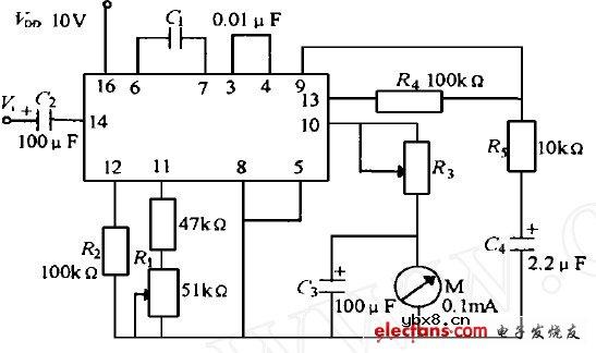 CD4046构成的频率计电路