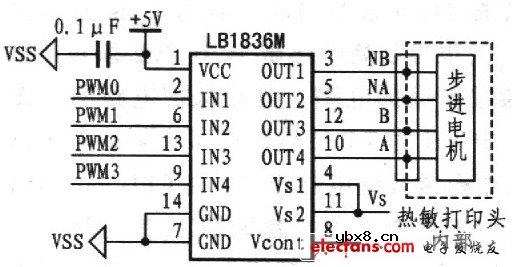 LB1836M构成的步进电机驱动电路