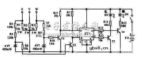 三相电源相序指示器电路图