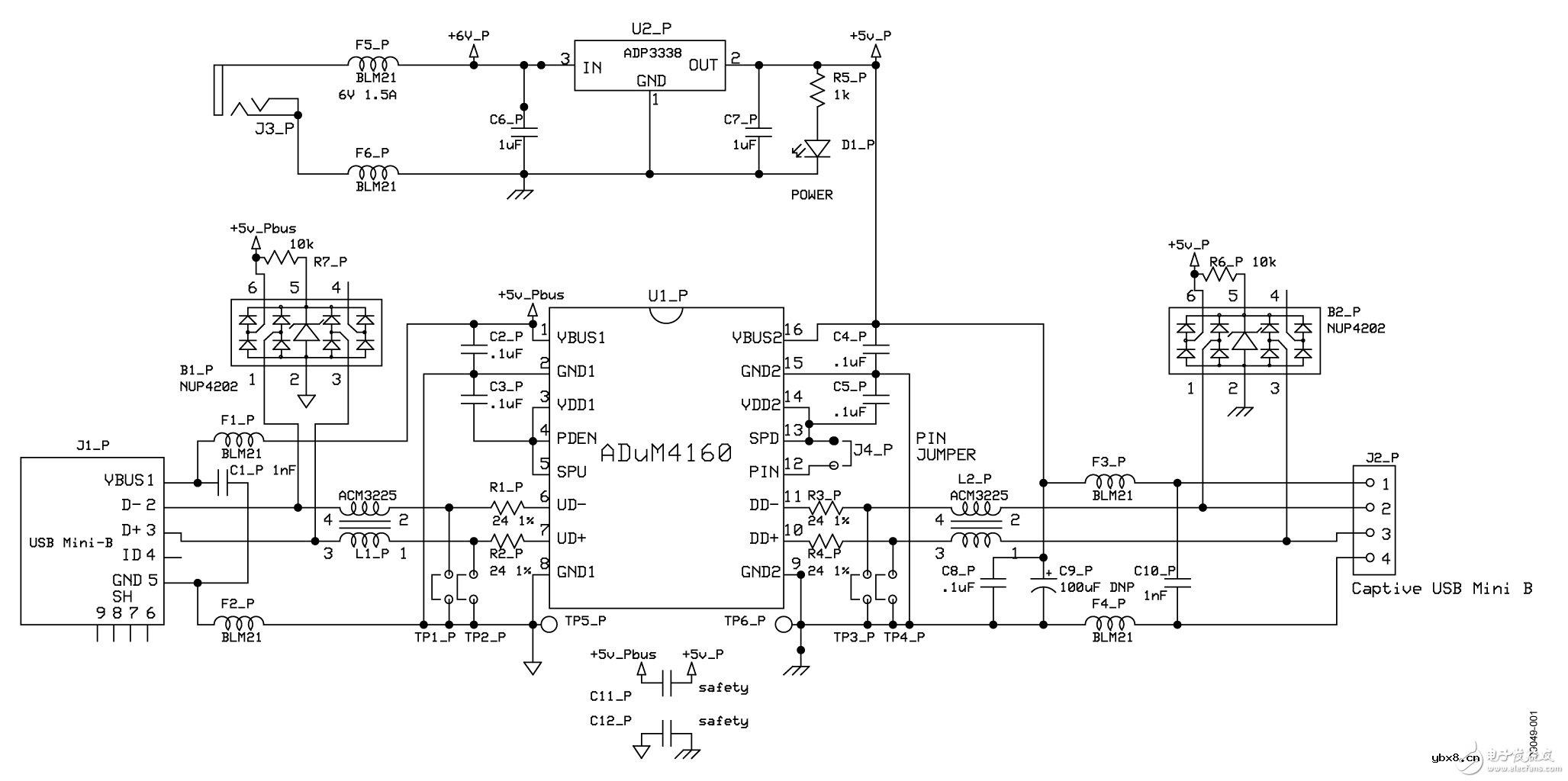 通用串行总线(USB)外设隔离器电路图