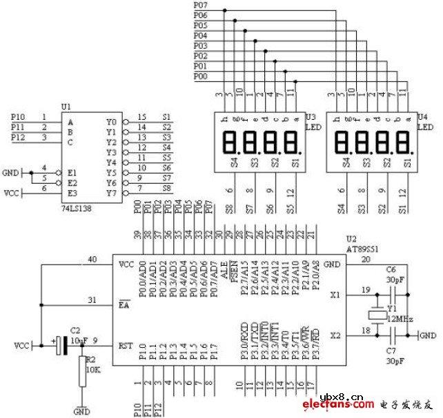 拉幕式数码显示电路原理图
