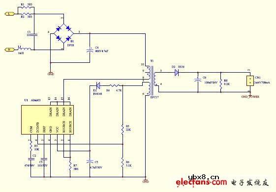 E27 3.5W LED灯泡驱动电路图