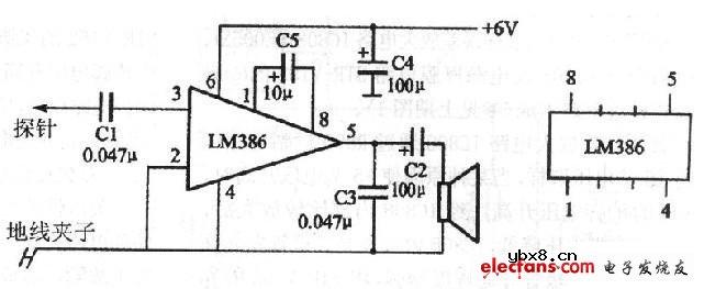 易制的集成电路信号寻迹器电路