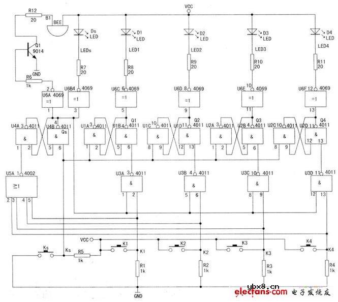 简单的与非门抢答器电路设计