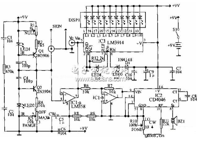 皮肤电阻式测谎仪电路