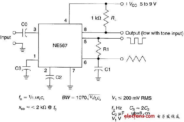 NE567组成的音调译码电路