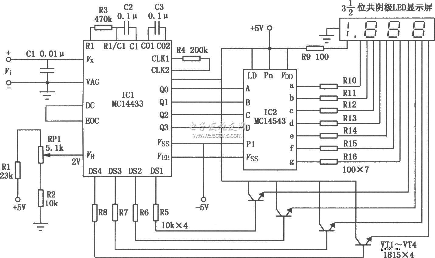 基于MMC14433/MMC14543的数字式直流毫伏表电路