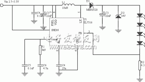 基于EL7516的高电流白光LED驱动器设计