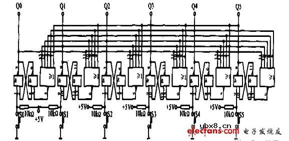 6路互斥开关电路
