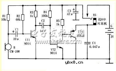 分立元件实现耳聋助听器电路