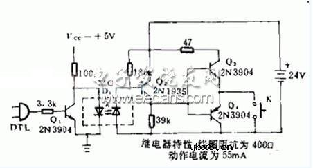 基于DTL的继电器隔离电路原理图
