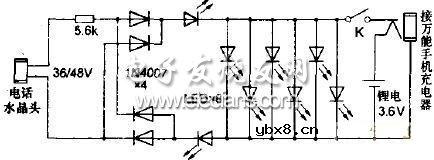 电话线供电LED灯电路图