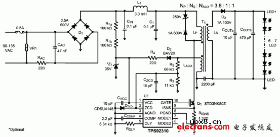 TPS92310典型应用电路图及拓扑图