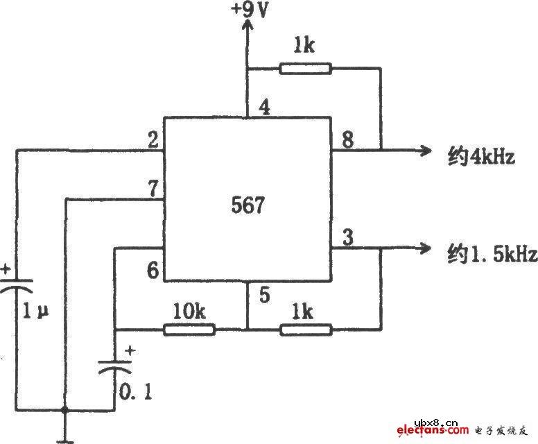 567音频译码器构成的双频振荡电路