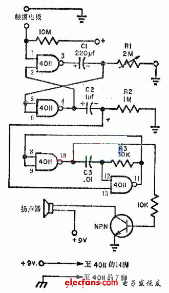 采用CD4011的警察警报器制作