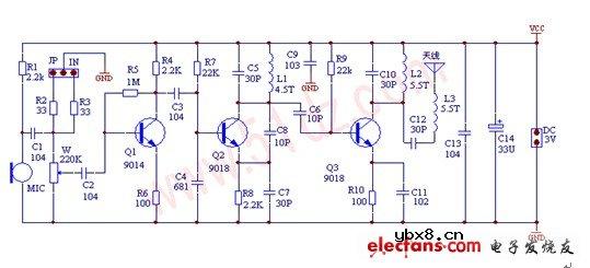 增强型无线话筒电路图