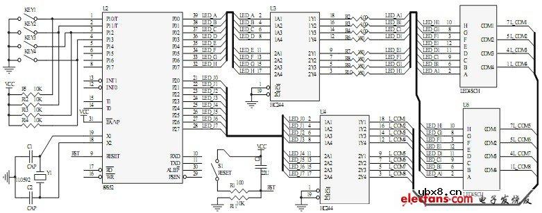 基于MCS-51单片机的定时报警器电路原理图