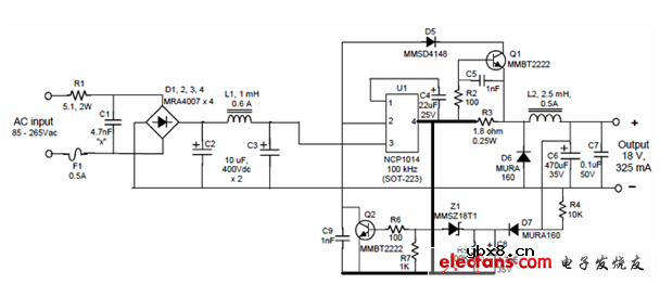 NCP1015构成的降压电路