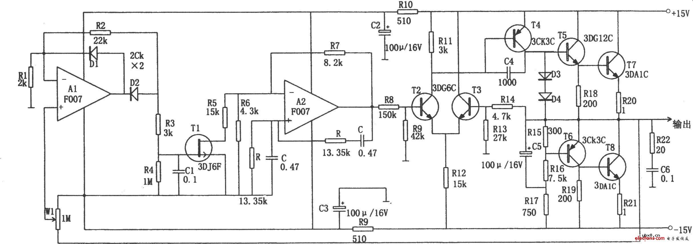 F007组成的低频信号发生器原理图