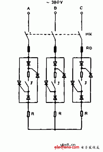 可控硅三相交流开关电路图