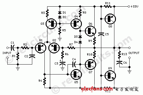45瓦B类放大器电路图