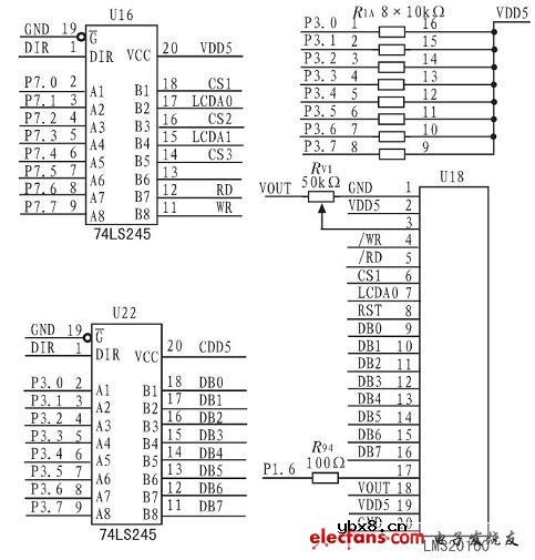 LCD与控制器接口电路图设计