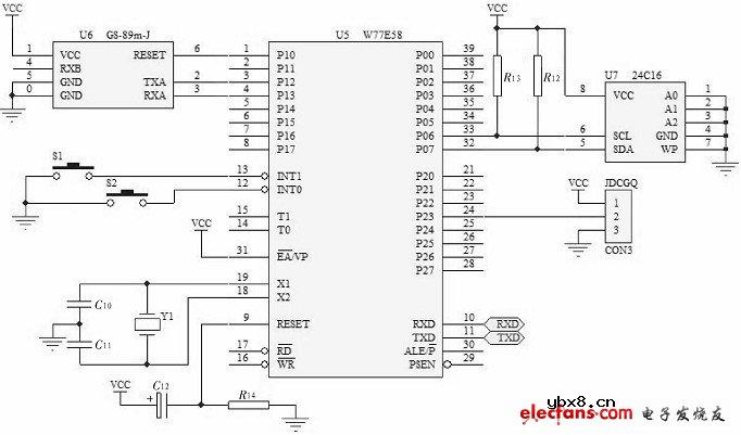 W77E58单片机控制电路原理图