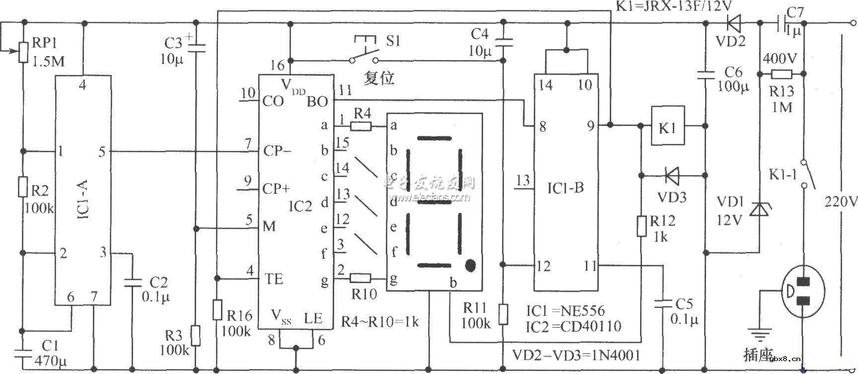新颖定时开关电路原理图
