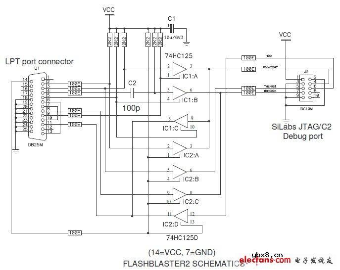 C8051F并口下载器原理图