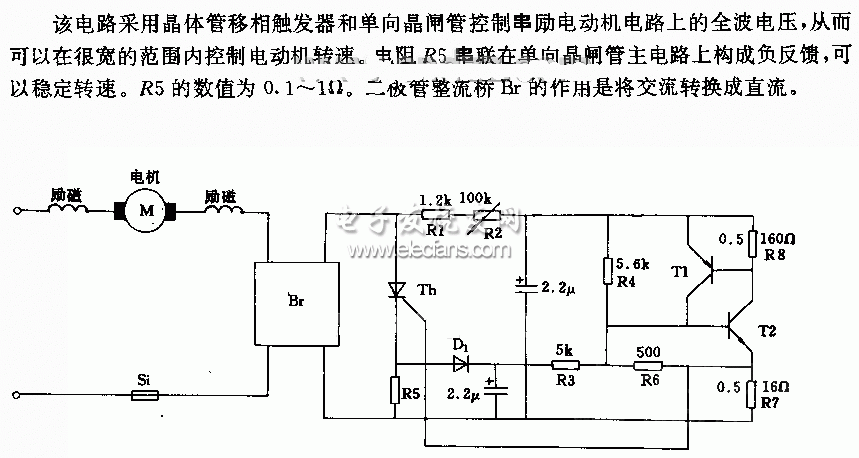 串励电动机的全波控制电路原理图
