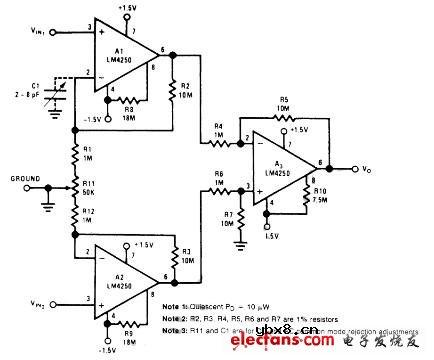 带CMRR校准的仪表放大器原理图