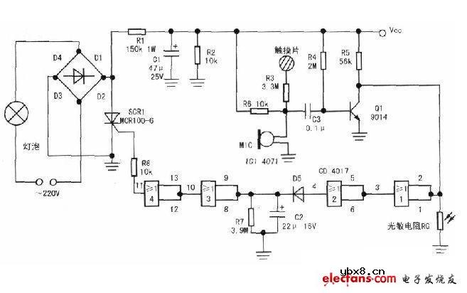 实用三控延时自熄开关电路原理图