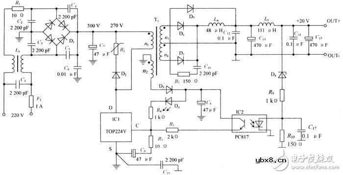 低噪声开关电源原理电路图