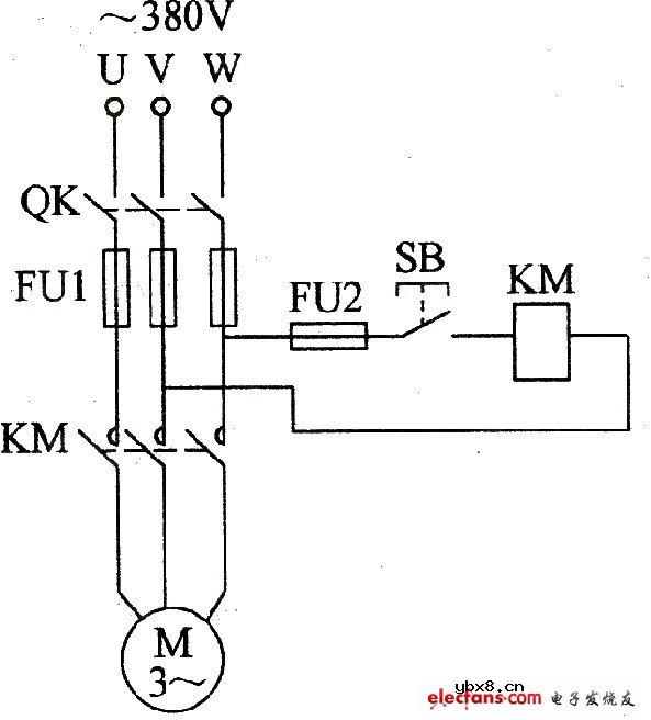 三相异步电动机点动控制电路