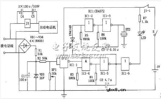 电话线路状态告知器电路图