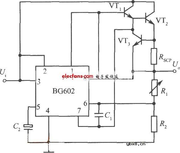 复合晶体管扩流的BG602集成稳压器电路
