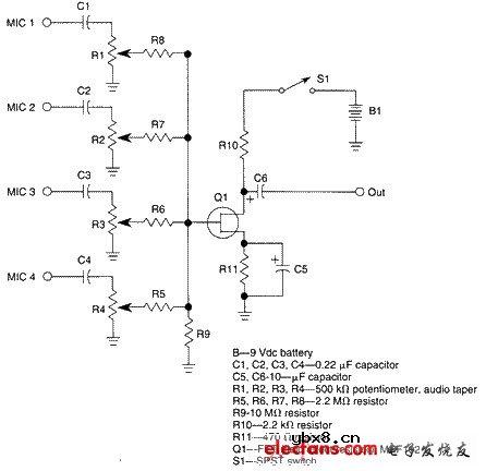 话筒混音器电路